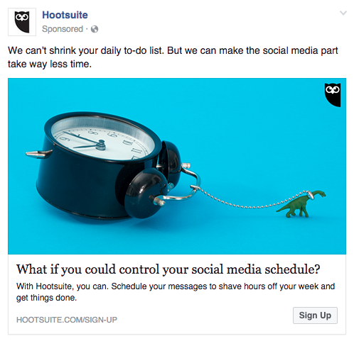 Sponsored Hootsuite ad on Facebook