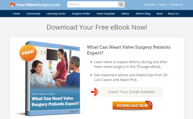 medical ebook landing page