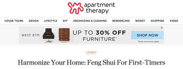 West Elm ad on apartmenttherapy.com